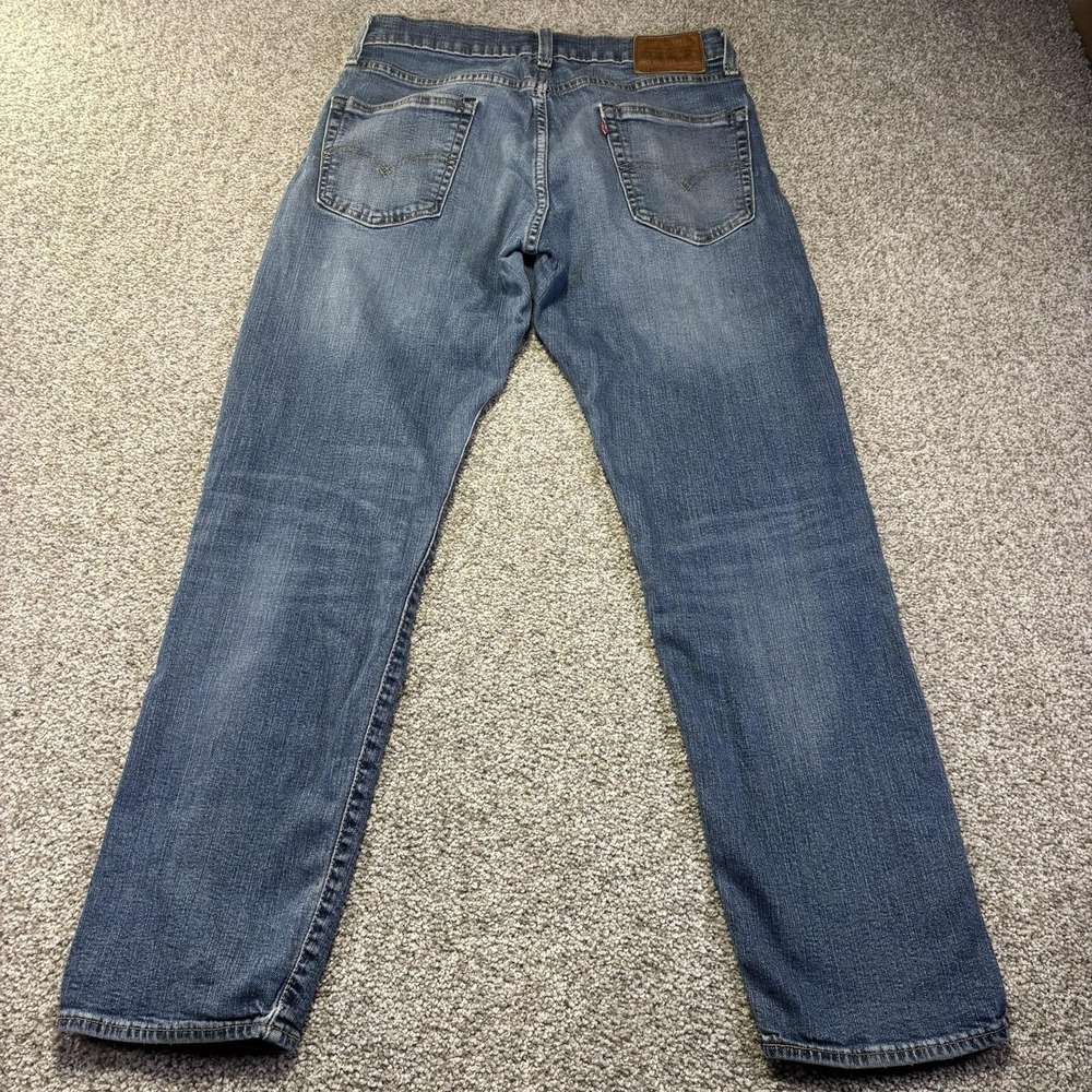 Levis 502 Premium Jeans Mens 32x32 Blue Medium Wash Tapered Stretch Denim - Picture 3 of 10